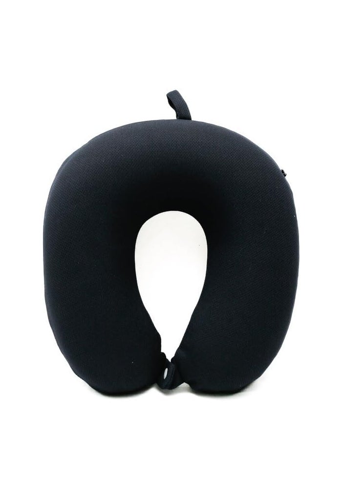 Daiso Memory Foam Neck Pillow - Navy Blue Mesh Cover - Ergonomic U-Shaped Travel Cushion - Image 1